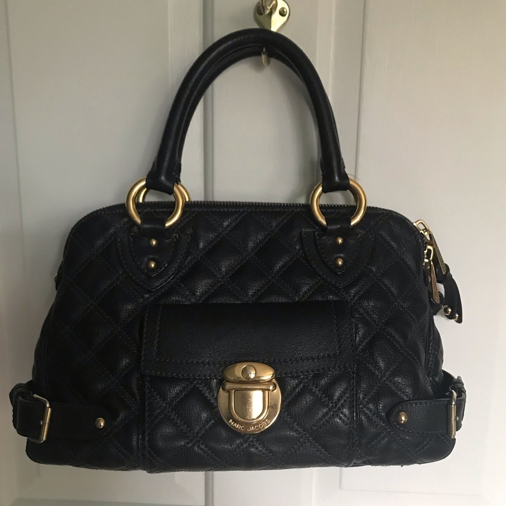 Marc Jacobs quilted leather black satchel handbag